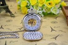 Fashion Double Open Mechanical Pockets Watch Vintage Pendant Pocket Watch Full Stainless Steel Mechanical Military Pocket