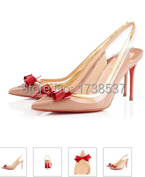 Original brand sexy Red bottom sling high heels pointed toe bow ...