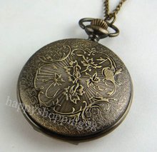 Wholesale men s Vintage Bronze Quartz Pocket Watch Necklace Big Size 45mm gold charm gift for