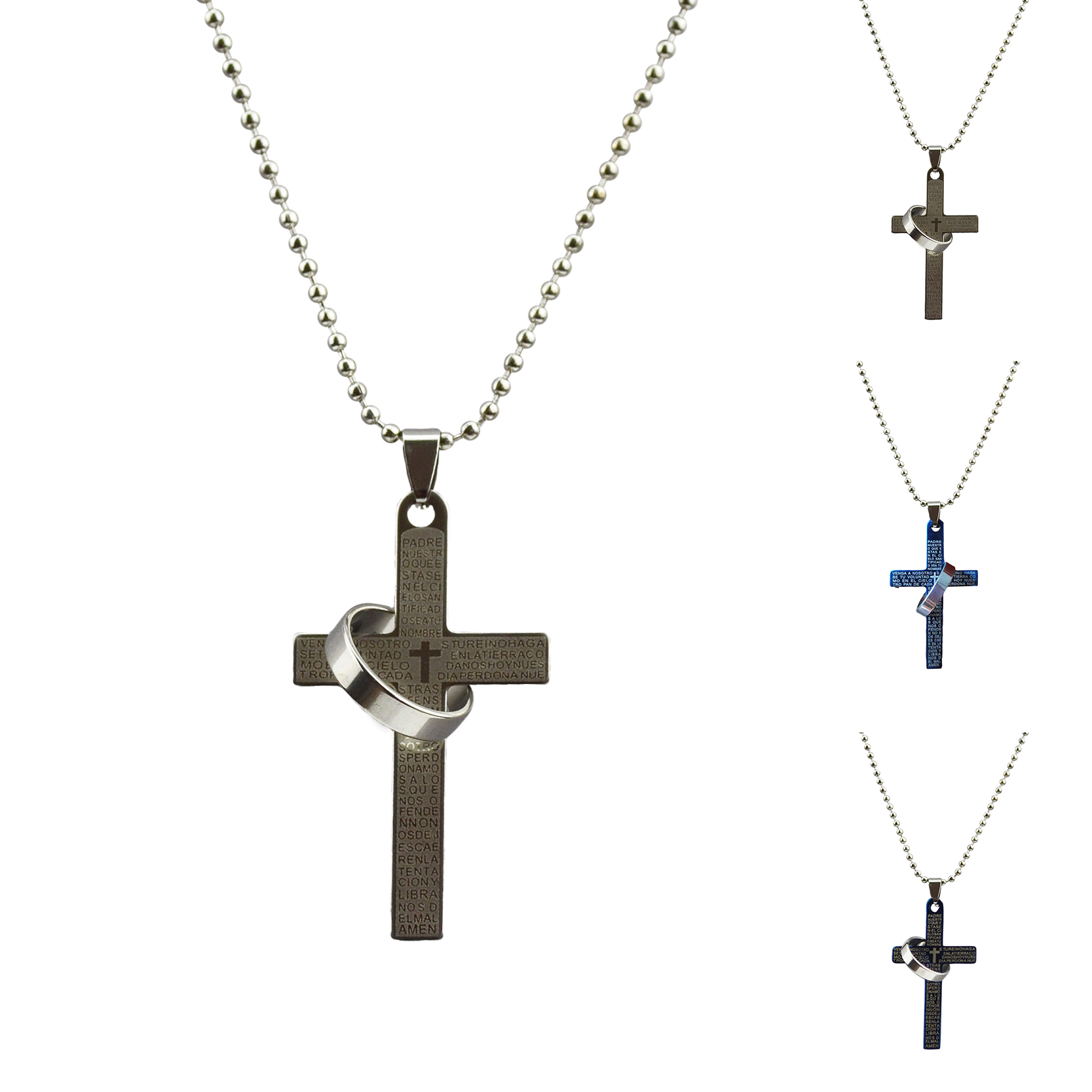 Fashion Cross Pendant Necklace Vintage Sterling Silver Statement Chain Necklace in Jewelry for Men Women 2015