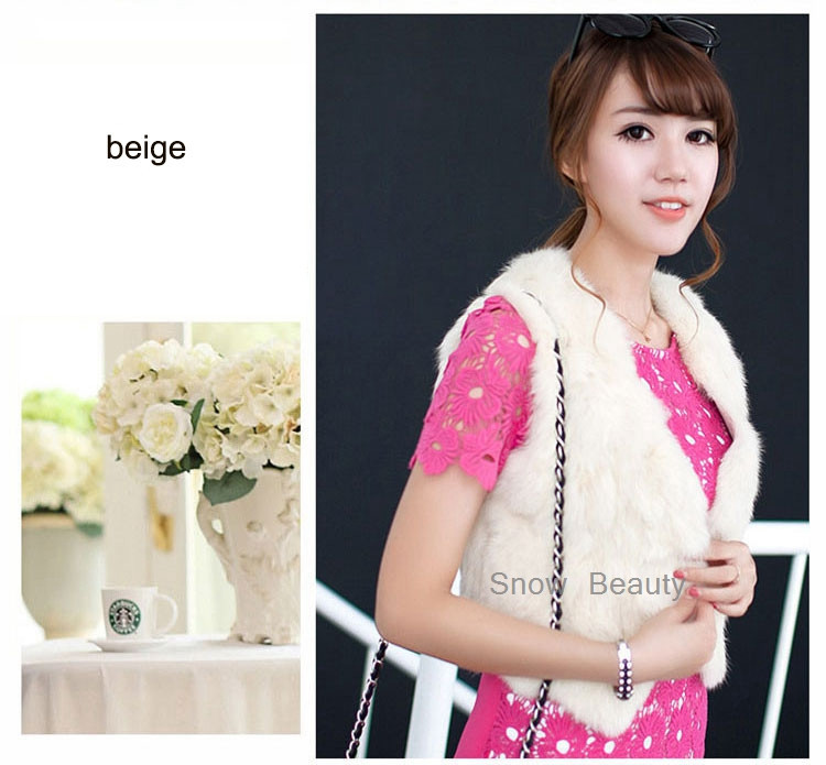 women rabbit fur vest short (13)