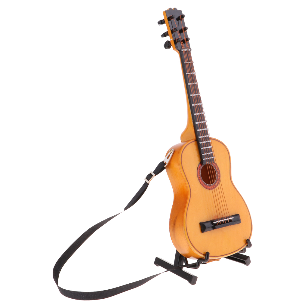 1//6 Scale Guitar Instrument With Display Stand /& Case Set Dollhouse Decor