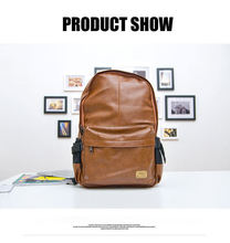 2015 top quality brand fashion black genuine leather men’s backpacks preppy style brown women backpack bolsas P36