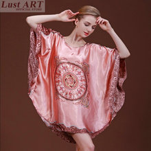 Nightgowns & sleepshirts vintage ladies elegant silk satin nightgowns women homewear retro sleep shirt AA095