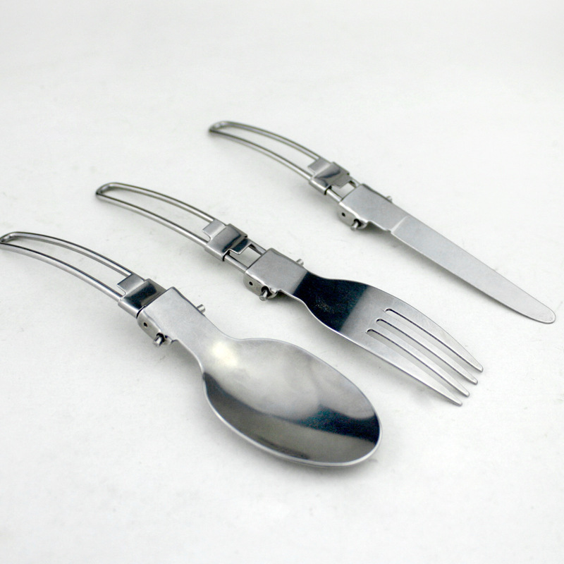 Environmental 3 In 1 Folding Camping Cutlery Outdoor Portable Cutlery