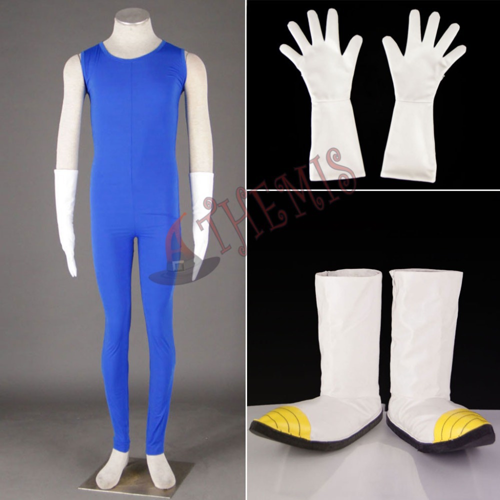 Athemis Dragon Ball Z Vegeta II Cosplay Costume Sleeveless Sportswear Blue Tight fitting Clothes with Leather