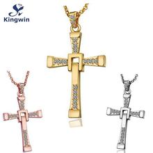 N703 Hihg quality Rhodium / 18k real gold plated toretto cross necklace 18 to 24 inches with extension chain free shipping
