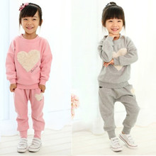 2016 love clothing kids girls clothes sets,baby girl long sleeve + pant set Children love sports kids clothing sets