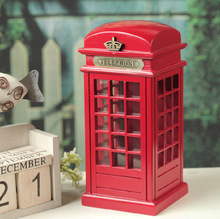 Vintage British Style Phone Booth Piggy Nostalgic Wood Shooting Props