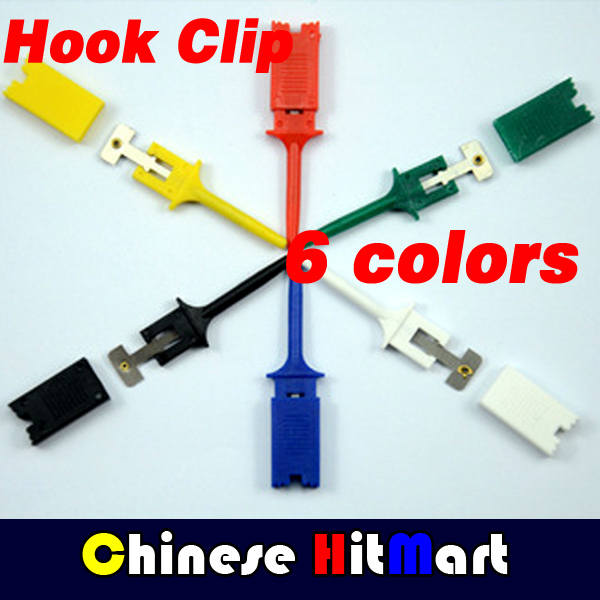 HOT SALE 6 colors Small Test Hook Clip Grabber Single Probe for PCB SMD IC DIY multimeter Cable 60pcs/lot Free shipping #F02146
