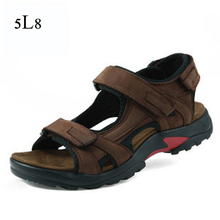High Quality Men Sandals 2015 Genuine Leather Beach Sandals for Men Plus Size 38-48 Outdoor Rubber Bottom Men’s Summer Shoes