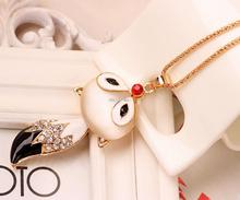 Beauty Sexy Fox Pendant Crystal Necklace 18k Gold Long Chain 2015 Women New Fashion Brand Jewelry Valentine’s Day Gift