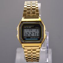 Vintage Womens Men Stainless Steel Square LED Digital Alarm Stopwatch Wrist Watch Free Shipping relogio masculino