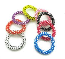 5 cm 10 Pcs Lot Telephone Wire Cord Line Print White Black Dot Gum Holder Elastic