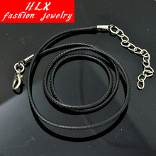 2mm Twisted Braided Rope Black Leather Cord Chain 20″ Necklace Silver Clasp String Rope for Women jewelry accessories