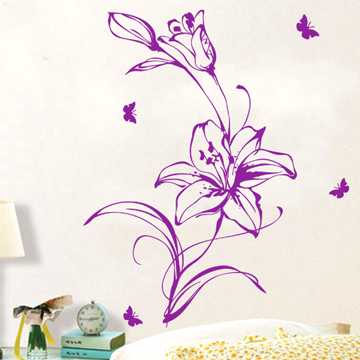 New Arrival Hot Sale Adesivos De Parede Eva Tv Background Wall Sofa Romantic Stickers Lily Flower