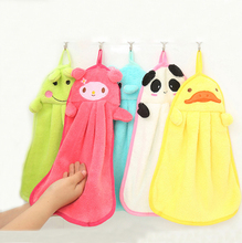 Super Cute Cartoon Kitchen Hand Towel Soft Coral Fleece Elephant Rabbit Panda Napery Kitchen Accessories Cleaning Cloths CF001