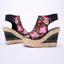 2015 New Women Summer Shoes Sexy Platform Wedges Ladies Sandals Retro Embroidery High Heels Sandal Shoes Sapatos AL244