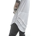 Justin Bieber Extended T shirt Mens Fishtail Multi Fold Curved Hem Side Zipper Short Sleeve Longline