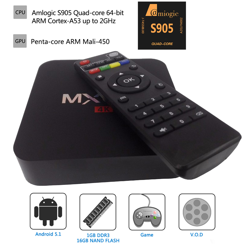 New MXQPro Android TV Box Amlogic S905 Quad Core Android 5.1 DDR3 1G Nand Flash 8G HDMI 2.0 WIFI 4K 1080i/p better than m8s mxv