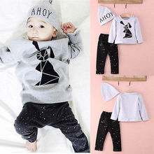 2016 New Toddler Clothing Set Baby Boy Girl Rabbit Long Sleeve T shirt Pants Hat 3pcs
