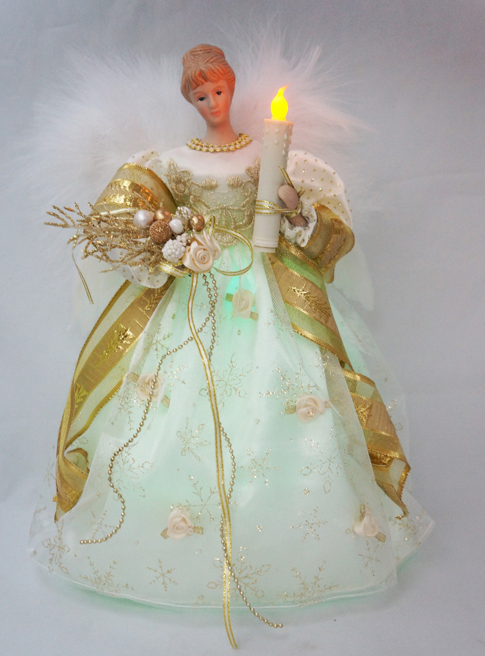 Arbre de Noël haut FAIRY ANGEL GOLD DRESS /& FEATHER WINGS Fairy Tree Topper