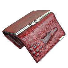 Free shipping Genuine leather women mini wallets , Crocodile 3D mini purse wholesale 2014 new fashion woman card holder wallets