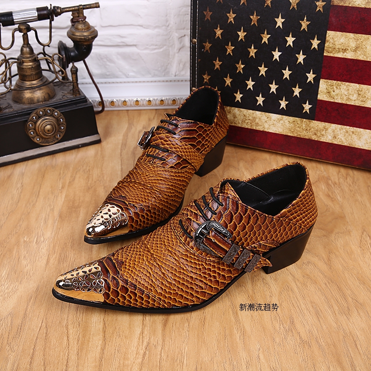 New Arrivals Elevator Men Oxford Shoes Printing Leather Oxfords