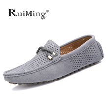 Fashion Summer Style Breathable Men shoes Nubuck Leather Men Flats Shoes Slip On Super Soft Loafers Comfortable Casual Shoes