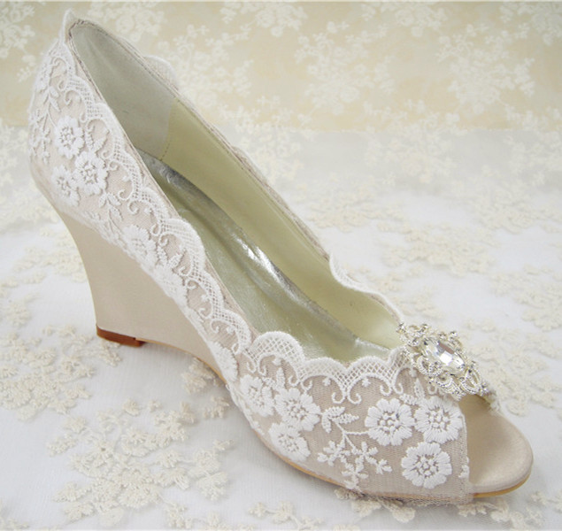 Bridal Shoes Wedges Lace Bridal Shoes Wedges Lace