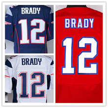 Mens Patriots 12 Tom Brady Elite Football Jerseys Color Blue Red White Size M-3XL Best Quality Free shipping