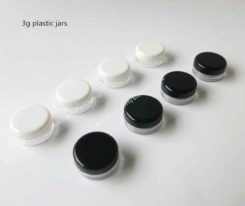 100 x 3 g putih hitam jar wadah kosmetik botol plastik makeup sel jar kemasan 100 x 3 g putih hitam jar wadah kosmetik botol plastik makeup sel jar kemasan