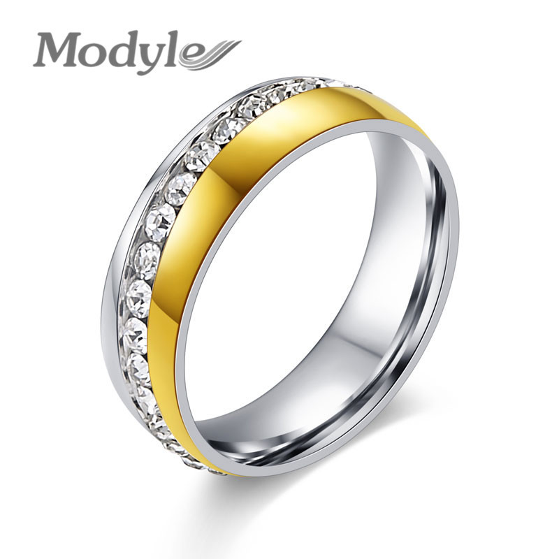Gemmart 316 Stainless Steel Ring with Luxury cubic zirconia engagement rings ladies fashion rings
