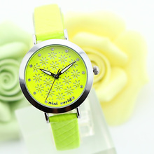 2015 Mini Word Quartz DIY 3D Green Flower Crystal Polymer Clay Watches Women Girl Dress Wristwatch