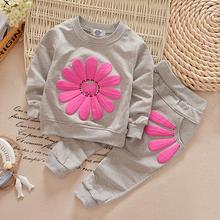 2016 girls clothing sets cartoon sunflower 2016 spring autumn children’s wear cotton casual tracksuits kids clothes sports suit