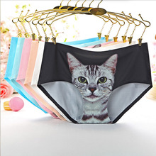 2016 New Sexy Panties Seamless 3D Cats Print Underwear Women Briefs Female Quality Pink Women Underwear Panty Sexy Panties