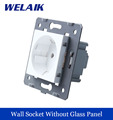 WELAIK EU Standard Power Socket DIY Parts White Wall Socket parts Without Glass Panel A8E