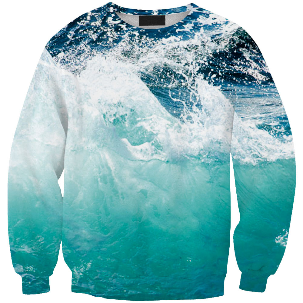 New Brand Women Sport Clothing Blue sea water Hoodie High Quality