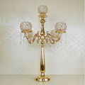Wholesale 76cm Height 5 arms Metal Gold Silver Plated Crystal Candelabras Candle Holder Wedding Decoration Romantic