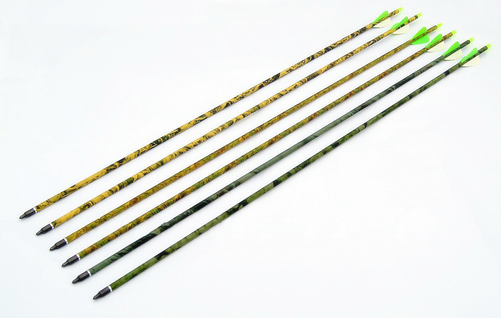 Free shipping Loong high quality roll fiberglass camo arrow 12 pcs 30 insert removable tip archery
