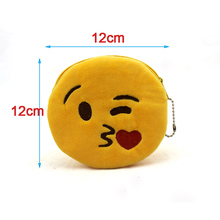 12cm*12cmCute Style Novelty Emoji Smile Zipper Plush Coin Purse Kawaii Children Bag Women Wallets Mini Change Pouch Bolsa
