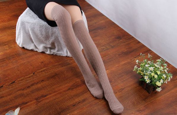New 2015 Fashion Women Lady Over The Knee Sock Cotton Thigh High Cotton Stockings 5 Colors