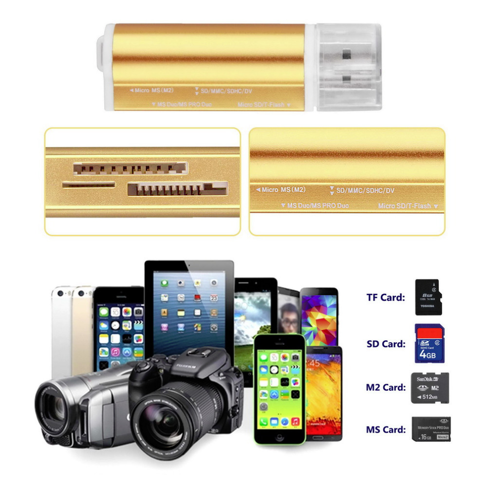 2015 All in one USB 2 0 Multi Memory Card Reader for Micro SD TF M2