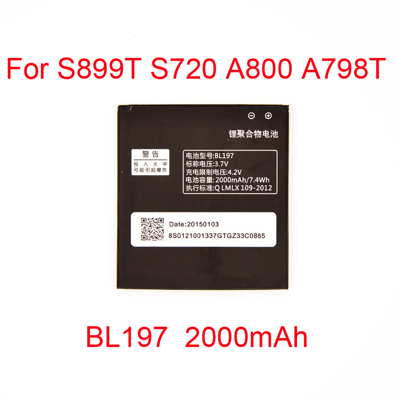2000mAh Full Capacity Original battery for Lenovo a820 S889T S720 A800 A798T Battery BL197 MTK6577 MTK6589