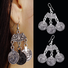 Vintage Silver Turkish Coin Earrings floral design Gypsy Beachy Ethnic Tribal Festival Jewelry Turkish Bohemian Earrings