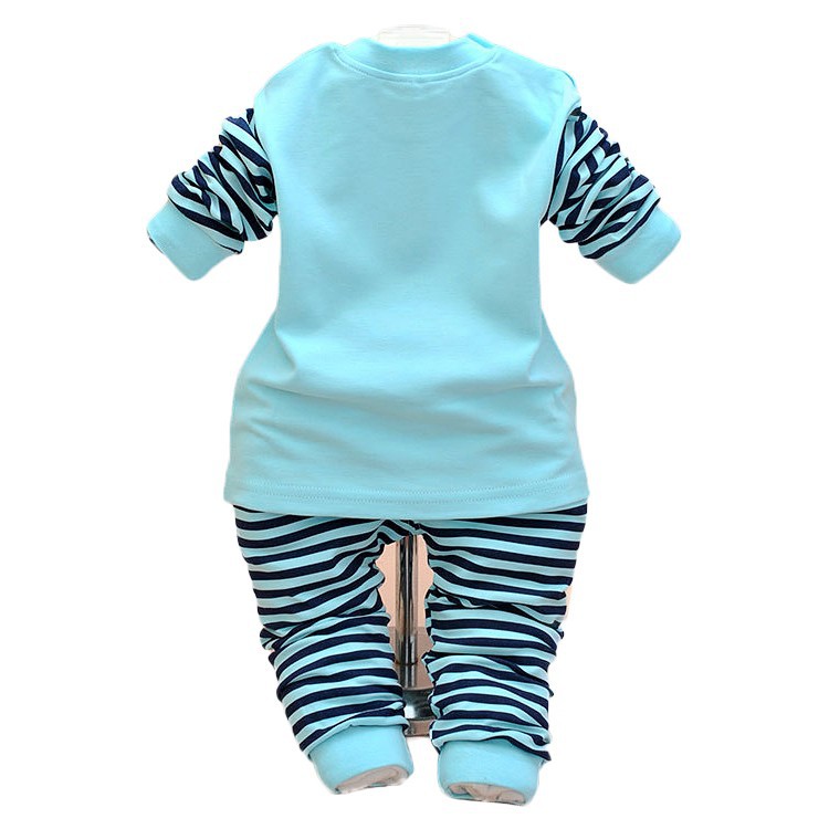 2PCS baby boys girls cotton clothes tops+pants sets outfits set baby clothes spring autumn Clothing for babies suits Bear stripe 1