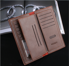2015 Wholesale solid magic men wallets Zipper soft long male clutch bag thin brand leather portfolio