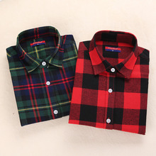 New Womens Flannel Shirt Women Long Sleeve Blouse Winter Flannel Plaid Shirt Female Red Plaid Shirt Womens Winter Clothes 2016