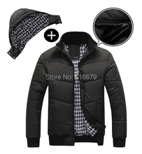 Winter Coat Men quilted black puffer jacket warm fashion male overcoat parka outwear cotton padded hooded