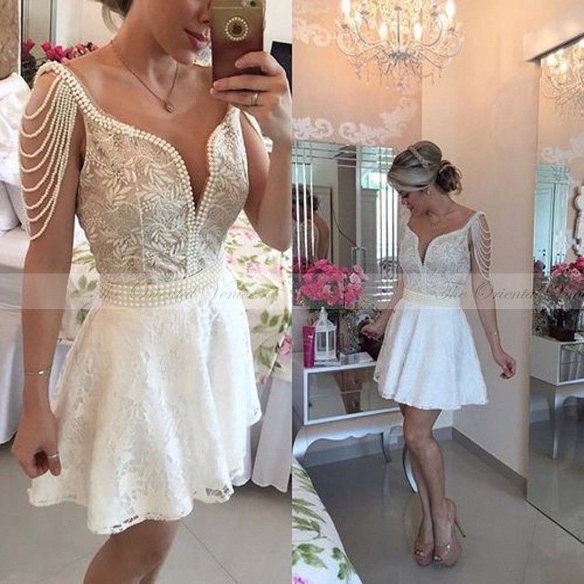 Ivory Lace Cocktail Dress